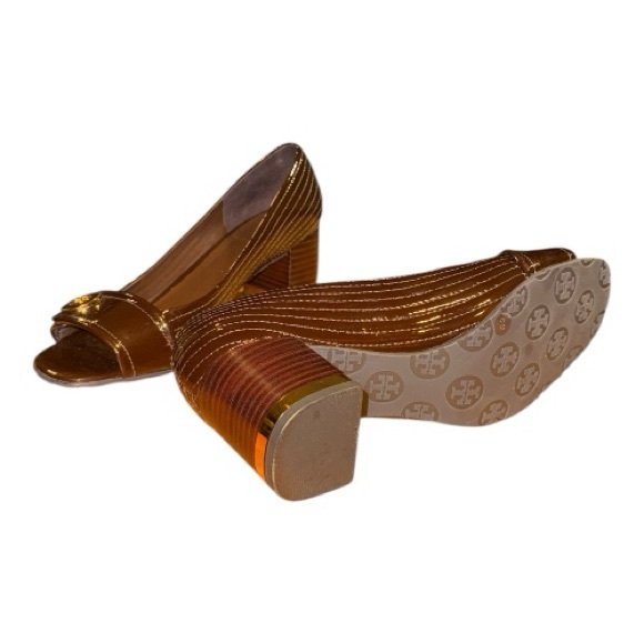 Tory Burch Jaime Patent leather open toe pumps 6.5 - Picture 5 of 7